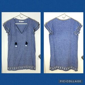 Vineyard Vines Embroidered Flutter Sleeve Vineyard Linen Tunic Dress